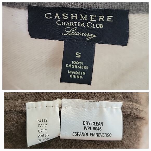 Charter Club Cashmere Luxury Open Front Knit Cardigan Colorblock Classic Preppy - Picture 10 of 11